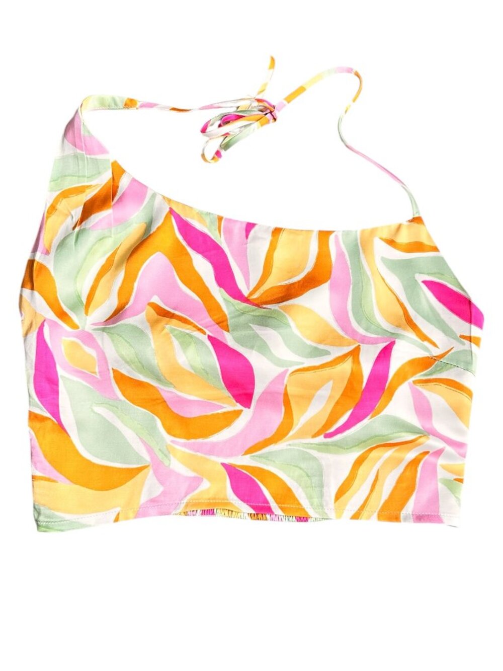ASTR The Label NWT Multicolor Floral Halter Crop Top Size M Smocked Back - Picture 7 of 12